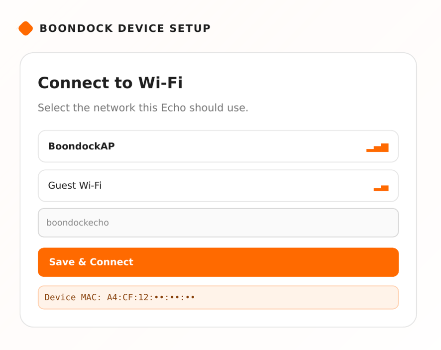 Wi-Fi setup screen