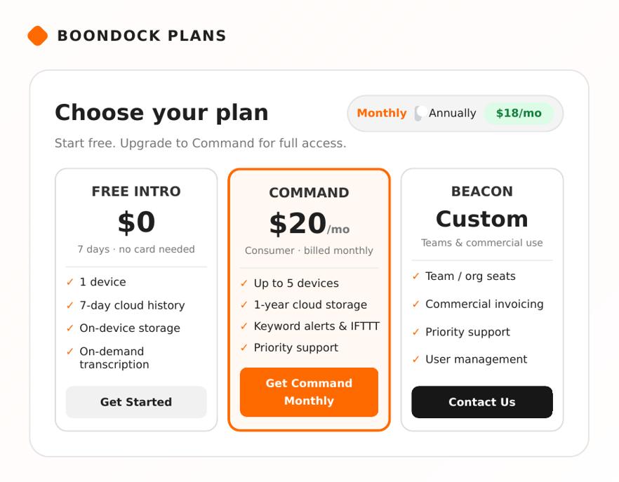 Subscription pricing screen