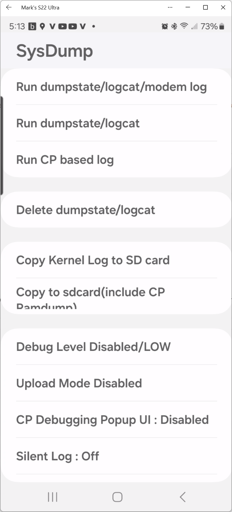 This screen grab shows how to transfer the log files to accessible memory